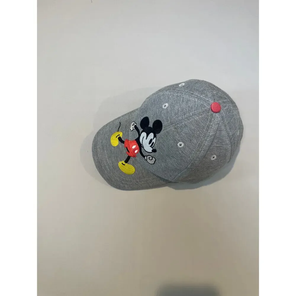 Disney Youth Gray Mickey Mouse Embroidered Cotton Baseball Hat XS